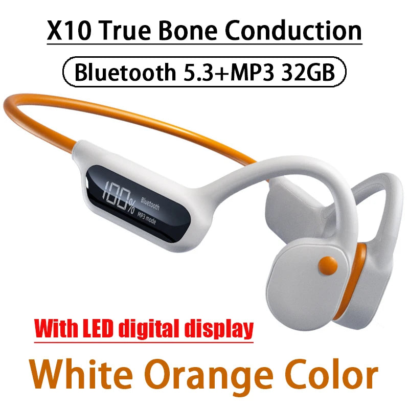 X7/X10 IPX8 Waterproof Swimming Bone Conduction Bluetooth 5.3 Headphone 32GB MP3 Player HIFI Bass Music Sports Wireless Earphone