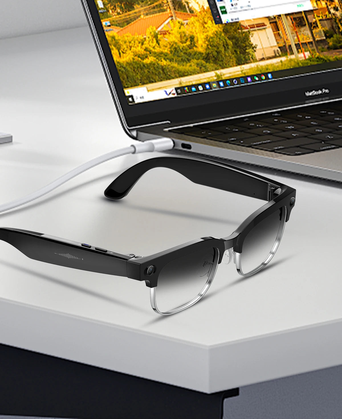 2026New AI Smart Glasses 120+Language Translation 800W Pixel Camera Video Music Player Call Business 8K Color Change Glasses Men