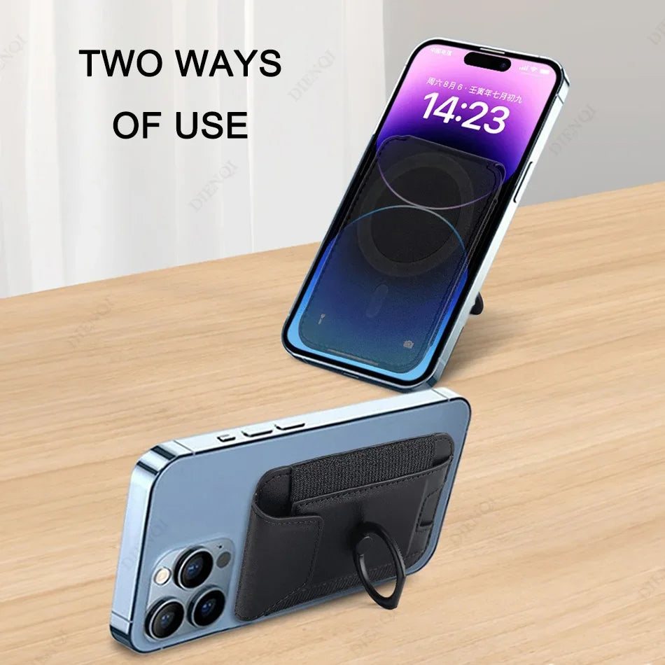 Magnet Wallet & Card Holder Pu Leather Magnetic Ring Stand Cardholder Men Women Cell Phone Case for Iphone 12 13 14 15 16 Pro