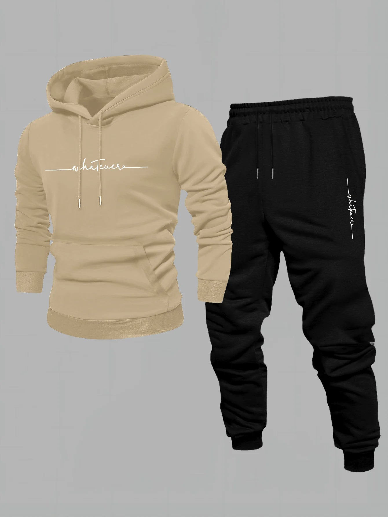 Hoodie sweatshirt men's autumn and winter sportswear and casual set trendy American high street versatile printed coat