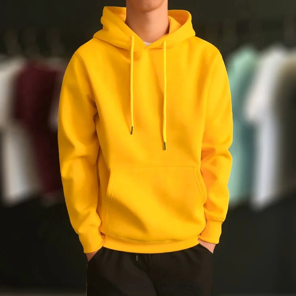 Hoodie Sweatshirts Men Clothes Solid Color Black Gray Pink Blue Fleece Sweatshirt Hip Hop Hoody Male Hooded Sweater Casual Tops