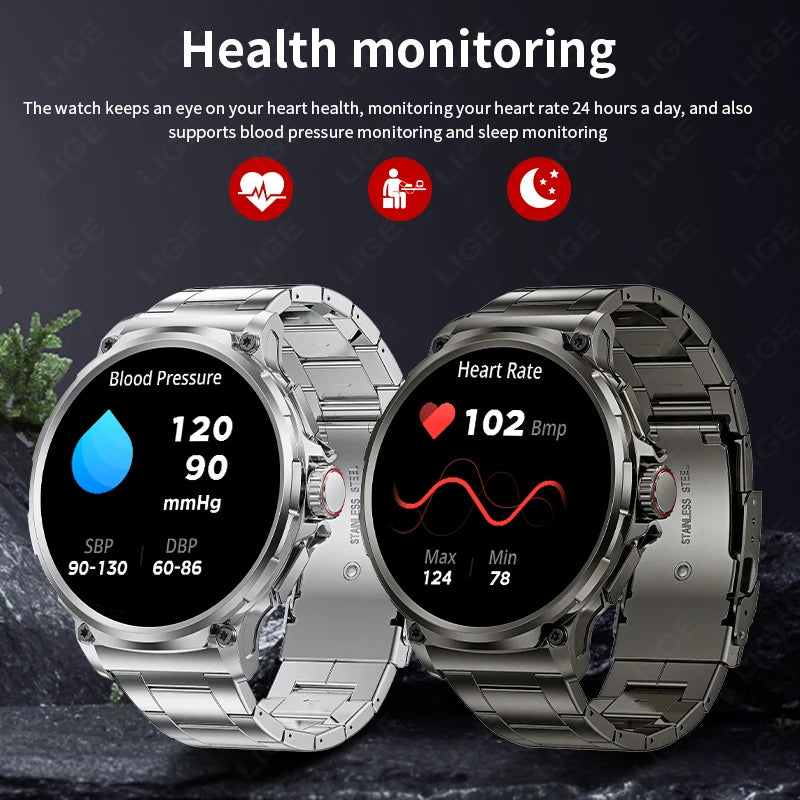 LIGE New 1.85-inch Ultra HD Smartwatch GPS Tracking HD Bluetooth call 710 Mah Large Battery 400+ Dial Smartwatch For IOS Android
