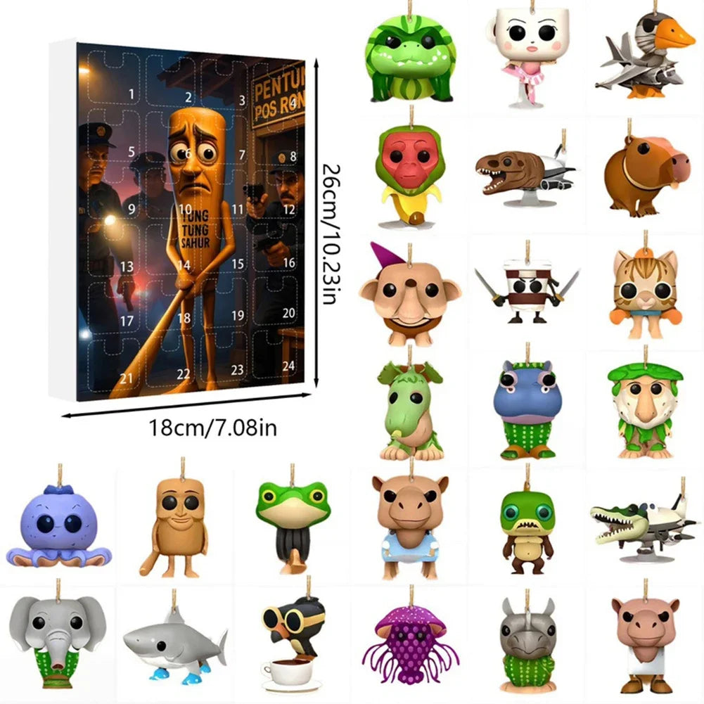 Tung Tung Sahur Blind Box Guessing Game Mystery Box Toy 24pcs Creative Abstract Art Fun Doll Gift for Kids and Adults