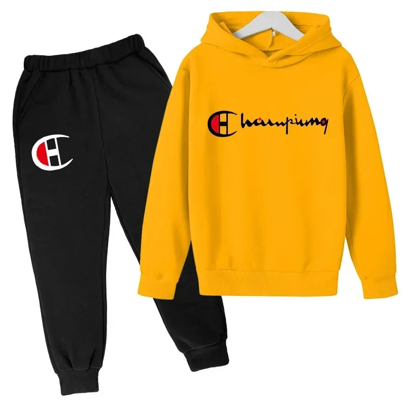 Hooded Hoodies Sweatshirts Sets Teenagers Fashion Groups of Pants Child SuitAutumn/winter Kids Clothing for Girl Boy Children's