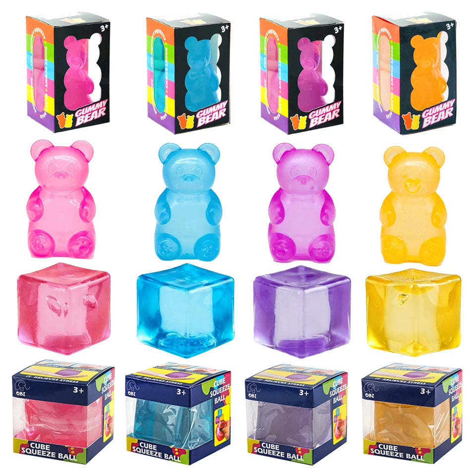 Nee doh Nice Cube,Cute Bear Maltose,Stress Resistant Toy That Relieve Anxiety,Relax And Grip Desktop Decorative With Box Gifts