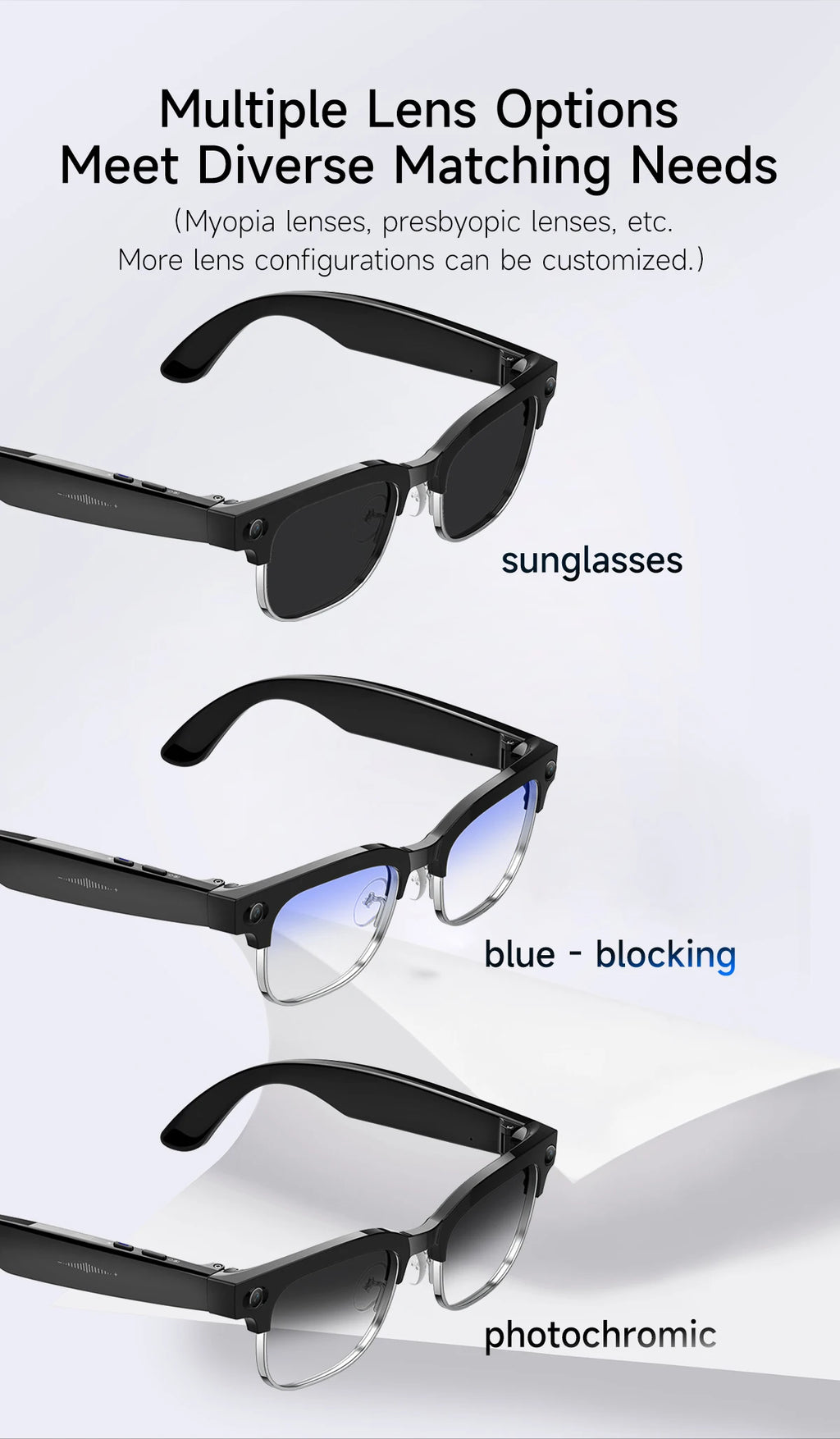 AI Smart Glasses AI Smart Translation AI Smart Question and Answer Interaction 800W HD Camera 290mAh Battery AI Smart Glasses