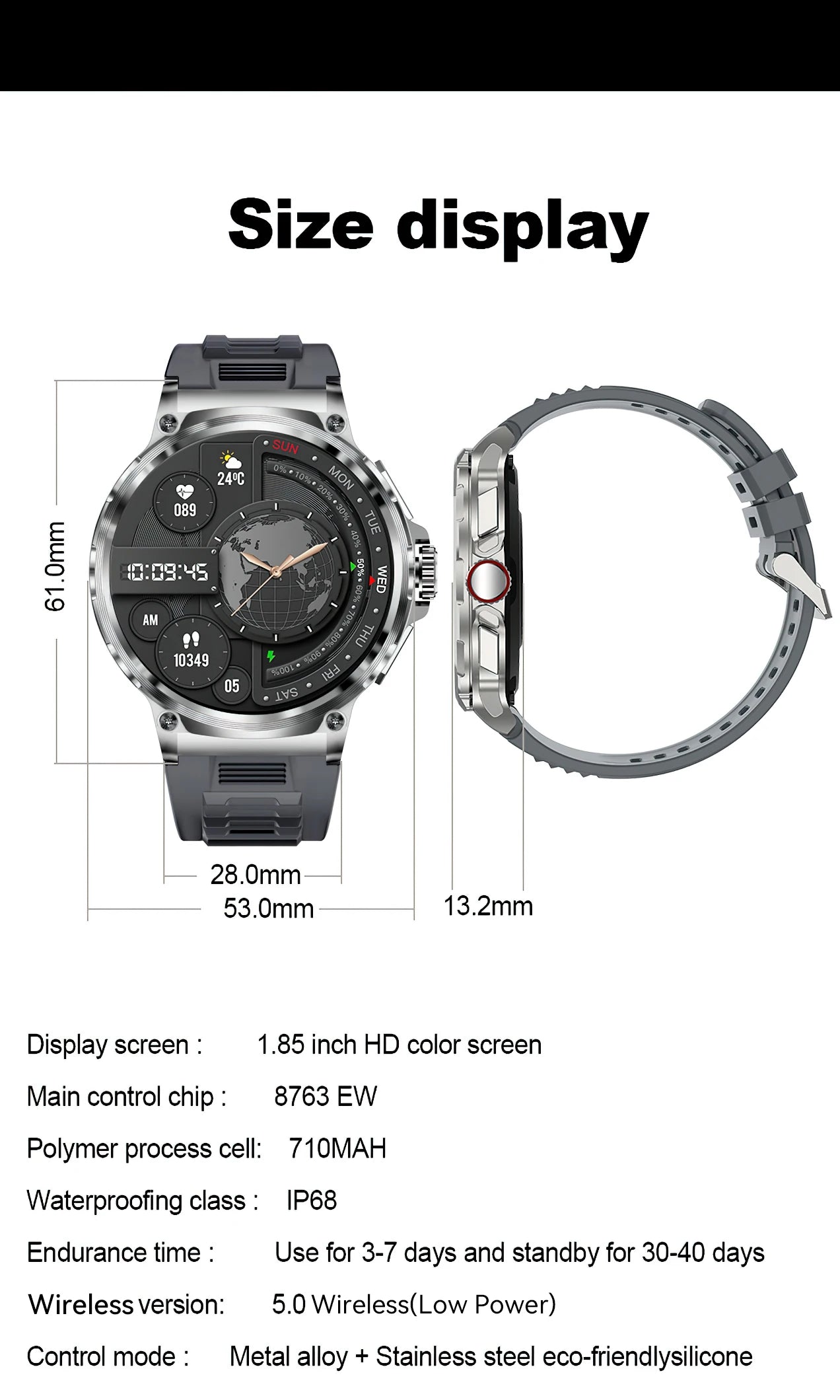 LIGE New 1.85-inch Ultra HD Smartwatch GPS Tracking HD Bluetooth call 710 Mah Large Battery 400+ Dial Smartwatch For IOS Android
