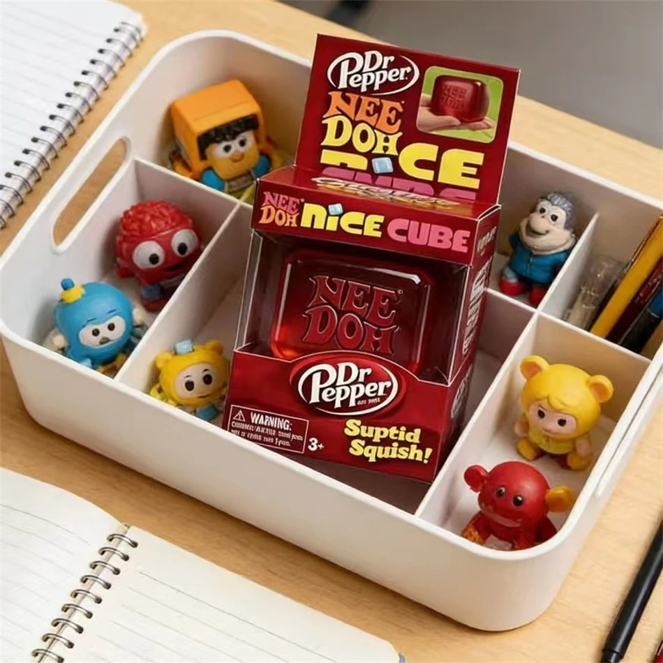Red Nee-Doh Nice Cube Sensory Squeeze Toy Suptid Squish Stress Relief Fidget Cube for Kids Adults Desk Toy