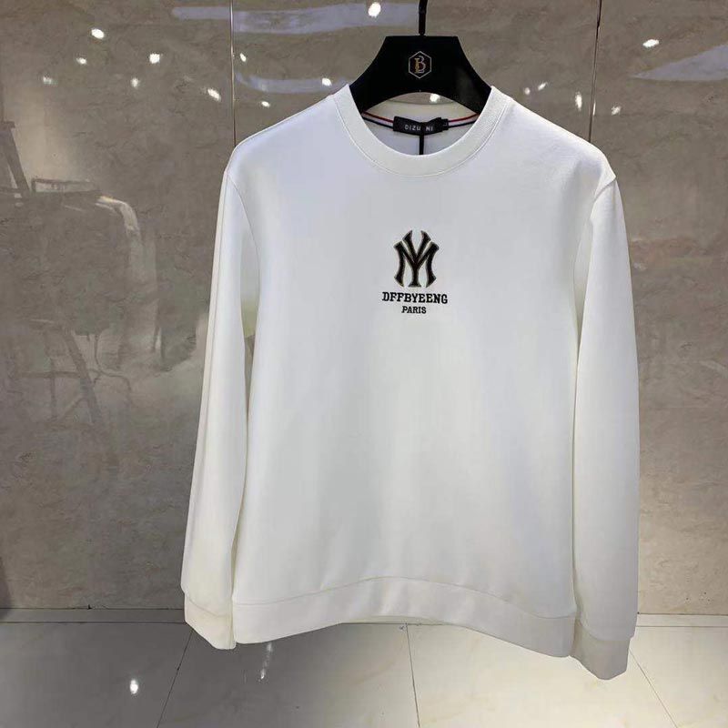 Handsome Men's Hoodies Simple Brand Logo Embroidery New Autumn Korean Design Pullover Casual Cotton Young O-Neck Sweater